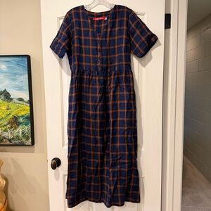 Pyne & Smith No 31 V Neck Full Length Dress Montague Windowpane Size Medium